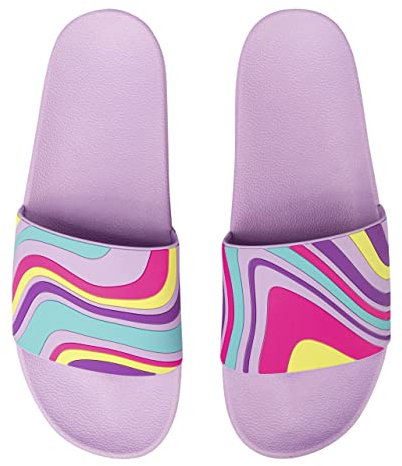 Dedoles Ciabatte Donna Uomo & Bambini Sandali per Spiaggia e Piscina con tanti Design Patatine Fiori Volpe Lama Nuvole Ketchup Regalo, Color: Onde colorate, 38 EU