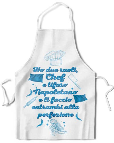 KAÏDENSÏ Idea Regalo Tifoso Calcio Originale - Grembiule da Cucina Divertente Chef Napoletano - Gadget Divertenti per Tifosi - Idee Regali Divertenti Originali