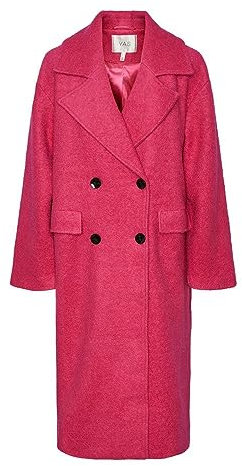 YAS Mila LS Wool Mix Coat S. Noos Abrigo de Lana, Fucsia y Morado, L para Mujer