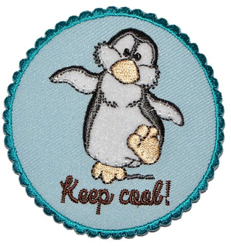 alles-meine.de GmbH Bügelbild - kompatibel mit Niki Pinguin 6,9 cm * 6,9 cm Aufnäher Applikation - Pinguine Keep Cool lustig Antarktis Zootier