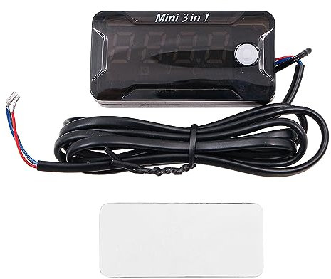 DollaTek Monitor batteria 3 in 1 Orologio digitale Misuratore di tensione e temperatura Testina voltmetro impermeabile a due fili per auto Moto Golf Cart RV Misuratore batteria (8-150V)