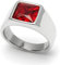 Schmuck-Checker Herren Ring Solitär Stein Rubin-Rot für den kleinen Finger aus 316L Edelstahl silber poliert schlichter Ring mit rotem Stein (57 (18,1 mm Ø))