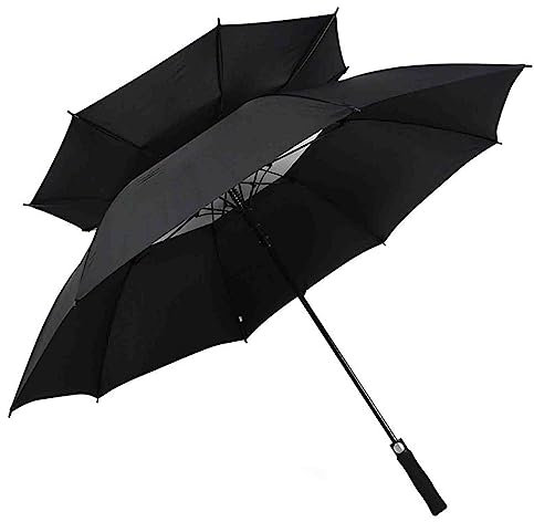 PRUJOY 54 Zoll extra großer Golfschirm, automatisch zu öffnender Reise-Regenschirm mit winddichtem, wasserabweisendem Doppeldach für 2–3 Männer (Black)