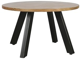 byLIVING Couchtisch LARA, Platte Akazie massiv, Metallgestell schwarz | D 75, H 47 cm