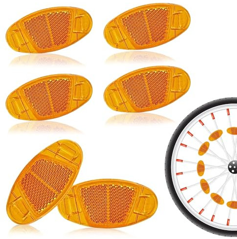 TuseRxln Gelb Fahrrad Reflektoren Katzenaugen Zubehör, 6 Stück Bike Zubehör mit Starker Reflektionsfunktion, Fahrrad Reflektoren für alle gängigen Radgrößen