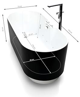 SPALINA UKIO Black Bulle - Vasca freestanding idromassaggio L 175 x l 75 cm