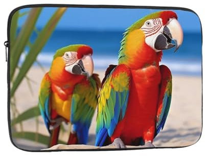 Custodia per laptop da 12 pollici con stampa pappagalli da spiaggia Custodia protettiva antiurto per notebook resistente all'acqua