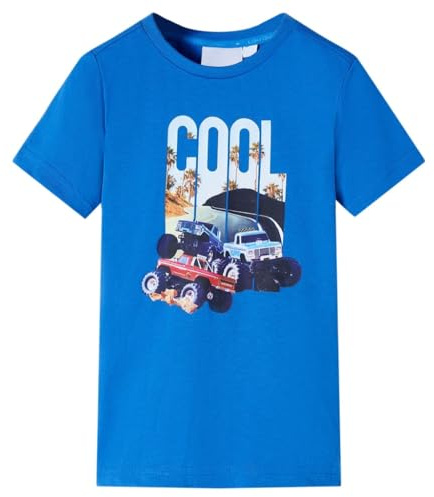 Kinder T-Shirt Rundhalsausschnitt Kurzarmshirt Kindershirt Jungen Blau 104