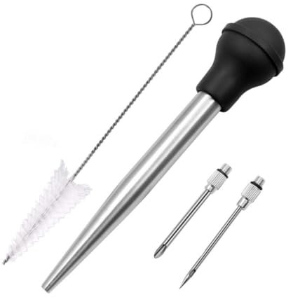 NAMOARLY Herramientas 1 de condimento para Pavo inyectora de Adobo inyector de Carne inyector de Barbacoa baster de Pavo Acero Inoxidable Herramienta escabeche parilla