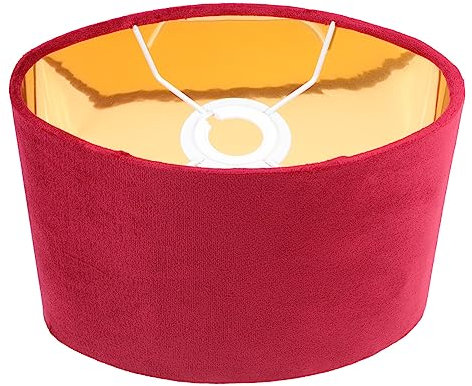 Hemobllo Kleine Lampenschirme - Ovaler Lampenschirme für Hängelampen Tischlampe Stehlampe Samt Stoff Lampenschirm Decke mit Goldenem Futter Ersatz Lampenschirm E27, 23x18.5x12cm, Rot