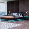 Gas Lift Ottoman Storage Bed,4FT6 Double Bed Frame with Storage, Ottoman Bed with LED Lights, Faux Leather (Black, Double)