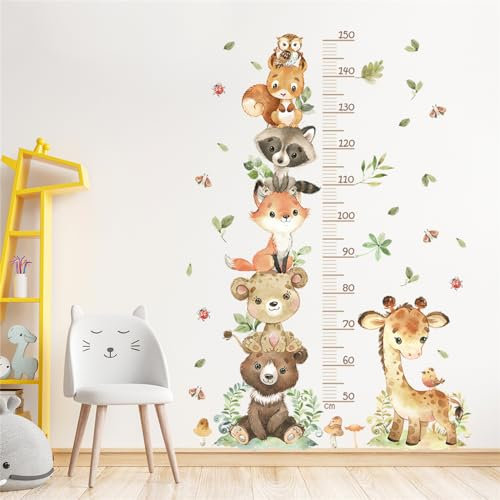 CULASIGN Kinder Höhe Diagramm Wandtattoo Messlatte, Abnehmbar DIY Wald Tiere Wandaufkleber Kinder, Kaninchen Bär Löwe Wandbild Wandsticker für Kinderziemmer Dekoration