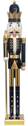 KI Store 120 cm Weihnachten Nussknacker Lebensgröße Groß XXL Holz Nussknacker Figur Weihnachtsdekoration (Vintage)