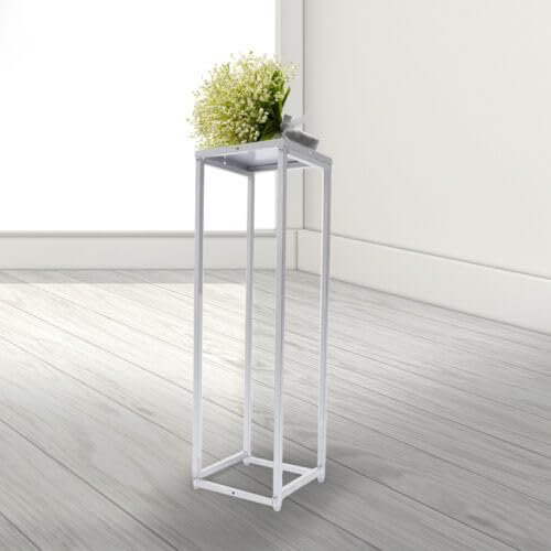 WEIGR Blumenhocker Metall Eckig Blumenständer Beistelltisch Blumensäule,Beistelltisch Schmal,Silber Nachttisch,Geeignet fürDesserttische, Weihnachtsdekoration, Neujahrsdekoration