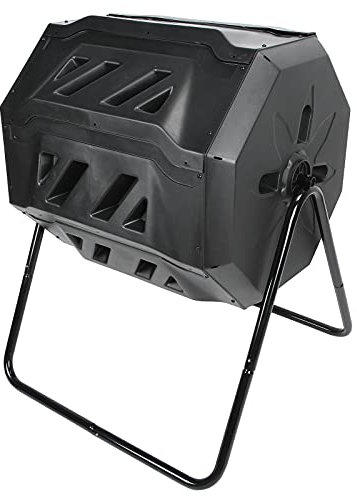 Contenedor de Abono para Jardín, Contenedor de Abono de Gran Capacidad de 160 litros, Contenedor de Abono de Plástico para Jardín, Contenedor de Abono Giratorio Doble para