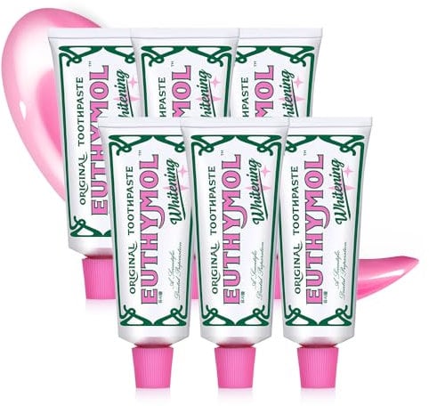 Euthymol Whitening Zahnpasta 75ml x 6, Zahncreme GVO-frei Glutenfrei Vitamin E, Plaque entfernen Antibakteriell Toothpaste, Weiß Sauber Gesund Zähne, Erfrischt Zahnpflege, Sauberkeit Zahnfleisch