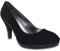 Womens Black Court Shoes Block Mid Heel Platform Smart Closed Toe Ladies Heels Pumps (Black Velvet, Size 4)