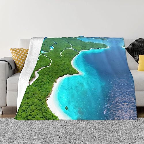 An Island in The Ocean gemusterte Decke, Klimaanlage, Decke für Sofa, Bett, Stuhl, Schlafzimmer, Geschenk, Reise, Wohnzimmer, Decke, 101,6 x 76,2 cm