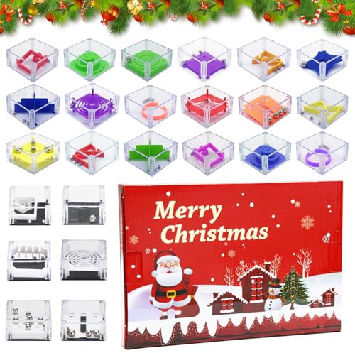 Adventskalender 2025, Geduldspiele, 24 Stück Geduldspiele für Erwachsener, Geschicklichkeitsspiele, Weihnachtskalender 2025 Geduldsspiele, 24 Tage Überraschung Weihnachten Countdown Kalender