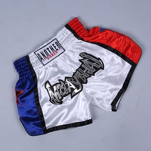 Yhenlovtt Short de Muay Thai pour homme et femme - Respirant - Pour MMA, kickboxing, arts martiaux, blanc, S