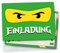 Generisch 12x EINLADUNGSKARTEN inkl. passender Umschläge für Kindergeburtstag & Co. - Karten Set mit grünem NINJA - Lloyd Motiv - Cartoon-Thema
