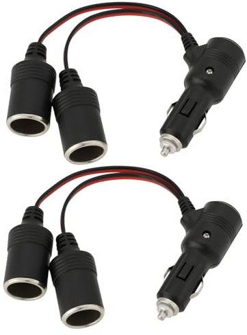 OTOTEC 2 Pezzi Da Adattatore Splitter Per Presa Accendisigari Da Auto 12 V/24 V 1 A 2 Con Spia Luminosa Interruttore Cavo Di Prolunga 15 Cm 19 AWG Per Auto Camion Roulotte