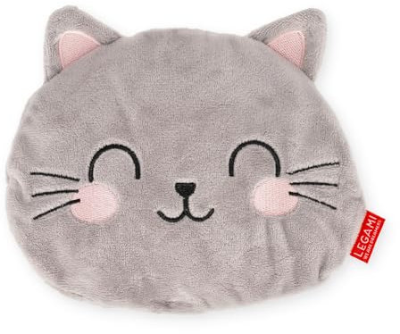 Legami - Mini Cuscino Termico con Semi di Lino, Warm Cuddles, in Semi di Lino, Profumo di Lavanda, Poliestere e Cotone, Dona Relax, Tema Kitty, Uso in Microonde o in Frigo, 18 x 19 x 2,5 cm