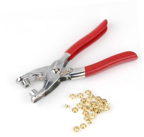 DIYEAH Ösenzange Lochzange Mit 100 Metallösen 4mm Robuste Lederlochzange Mit Komfortgriff Für Stoff Leder Segeltuch Zubehör