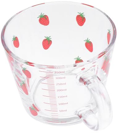 SHOWERORO Strawberry Glass Breakfast Cup Scale, Wide Mouth Cold Water and Milk Drinking Glass, Adorable Beverage Cup for Household and Daily Use