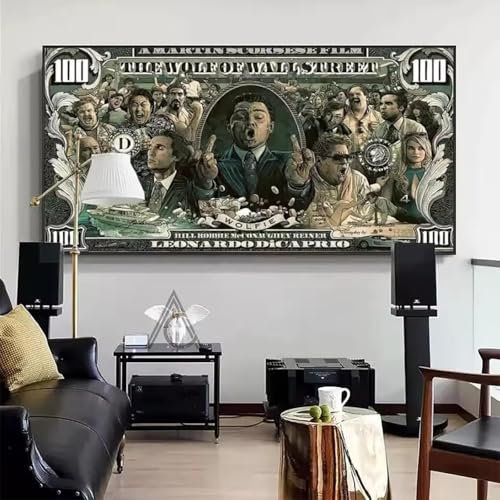 Wandbild, Kunstdruck, Motiv: Schwarze Karte, Wolf von Wall Street, Poster, 50 x 70 cm, ohne Rahmen