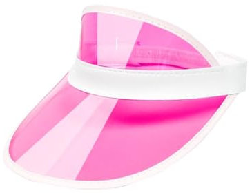 Bismaa Unisex 80s Style Retro Neon Sun Visor - Womens Golf Visor Hat for Sports Fancy Dress UK, Pink-1-