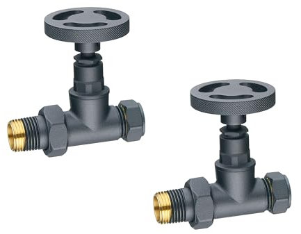 Keenware Milano Straight Industrial Style Radiator Valves: Anthracite Grey