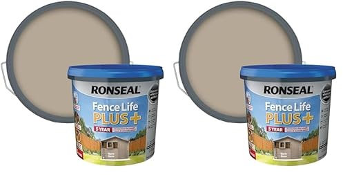 Ronseal RSLFLPPWS5L Fence Life Plus, Warm Stone, 5 Litre (Pack of 2)