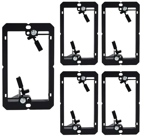 5 Pack Low Voltage Mounting Brackets (Black) - Ideal for single gang wall plates Compatible with telephone wires, network cables, HDMI, coaxial, speaker cables