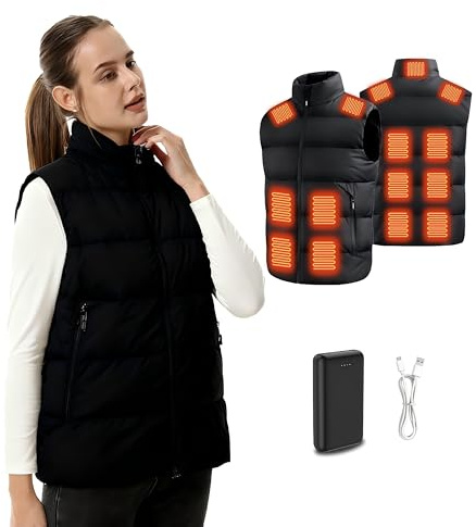 Ylightn Gilet Chauffant, Veste Chauffante Femme avec Batterie, Doudoune sans Manche Chauffante Convient pour le Ski de Plein Air