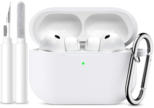 Mastten Kompatibel mit AirPods Pro 3 Hülle - Weiche Silikone Schutzhülle für Apple AirPods Pro 3 Case Hülle 2025 - Schockfeste Case mit Drahtloser Ladefunktion, Sichtbarer Front-LED, Weiß