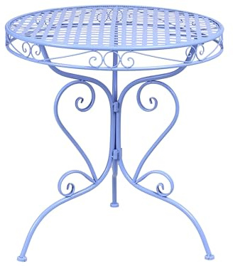 Beliani Balkontisch Metall blau rund ø 70 cm verschnörkelt französisches Design Albinia