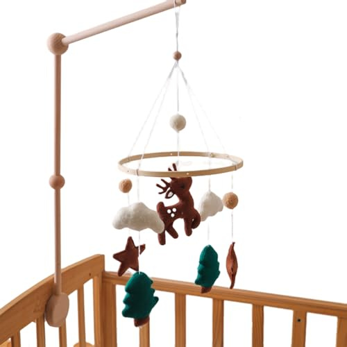Krippen-Mobile | Holz Hirsch Krippe Mobile Kinderzimmer | Schnuller Kinderwagen Zubehör für Kinder Mädchen Schlafzimmer Zuhause Spielzeit Schlafenszeit Autositz Geburtstag