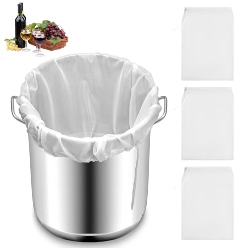 Fyrdm 3 Piezas Bolsa de Leche Vegetal,60 x 45 cm Bolsas de Leche de Nueces | 100 Mallas Colador Bebida Vegetal,Blanco Bolsas de Filtrada,Nailon Colador de Tela para Leches de Soja,Cerveza y Zumos Frutas