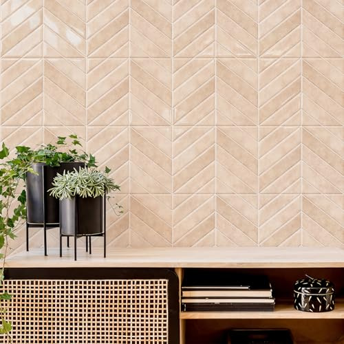 Alwayspon 23 x 29 cm x 10 pezzi piastrelle 3D in vinile paraspruzzi, Peel and Stick, piastrelle adesive da parete per cucina, bagno, rosa caldo