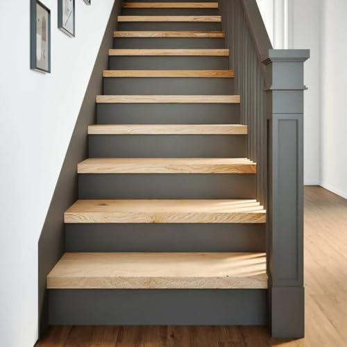 HFXHIJXQ 8 Eichen Treppenstufen 80 x 30 x 2 cm unbehandelt Massivholz robuste Stufenmatten auch als Fensterbank geeignet modernes Design für Wohnzimmer Flur Schlafzimmer