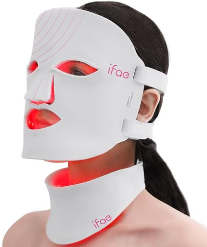 Masque LED pour le Visage, 630 nm et 830 nm, Masque en Silicone à Lumière Rouge, 396 puces, avec Minuterie 5/10/15/20, Adapté à tous les Types de Peau(Blanc)