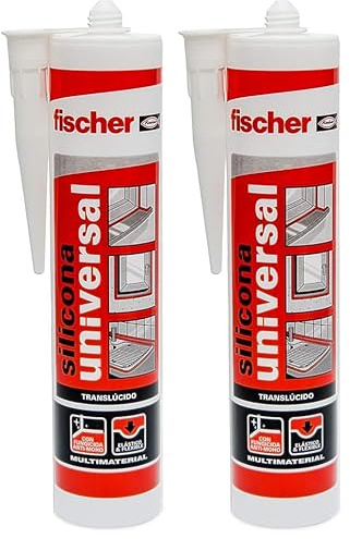 fischer - Silicona Acética Transparente 280ml | Sellador Universal para Vidrio, Aluminio y Cerámica | Antimoho | Resistente al Agua y Productos de Limpieza | Uso Interior y Exterior (Paquete de 2)