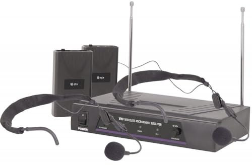 qtx | 2 x Neckband Wireless Microphone System Complete with Head/Neck band Microphones & beltpacks