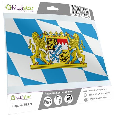 Kiwistar - Aufkleber - Bayern - Bundesland Deutschland Autoaufkleber Sticker Flagge