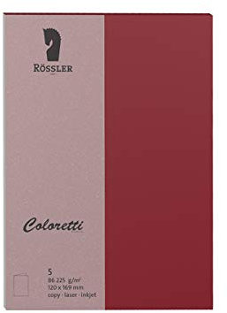 Rössler 220719572 - Coloretti Karten, 220 g/m², DIN B6 hd, rosso, 5 Stück