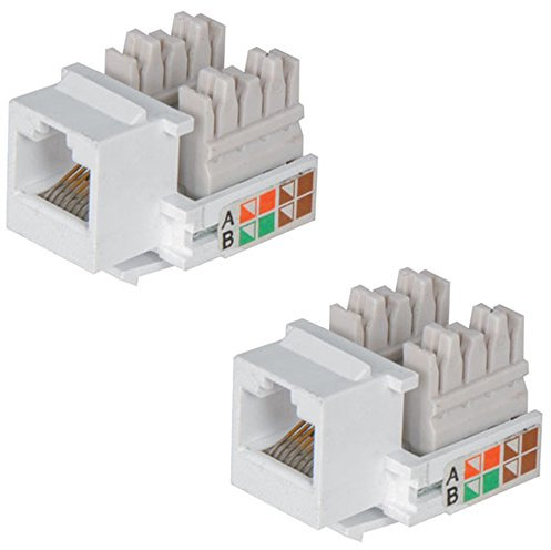 2x RJ45 IDC Network Keystone Jack Module-CAT5 & CAT6 Ethernet Plastic Connector