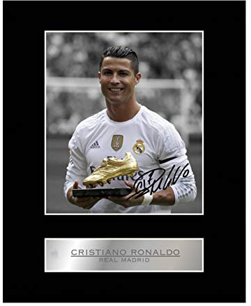 Foto firmada de Cristiano Ronaldo del Real Madrid enmarcada