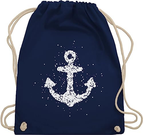 Turnbeutel Rucksack - Kunst - Anker Matrosen Nordsee Maritime Ostsee Ankerliebe - Unisize - Navy Blau - geschenk für segler art ankern stoffrucksack maritimer maritim beutel maritimes beuteltasche