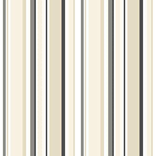 Norwall ST36910 Papier peint pré-encollé Motif rayures Noir/marron clair/taupe/ébène